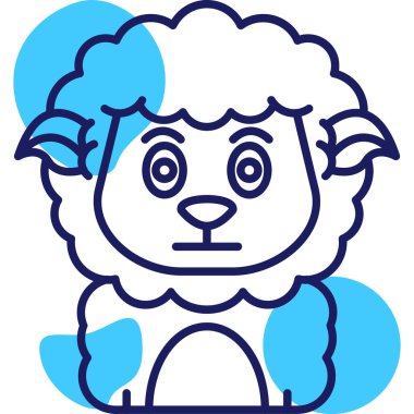 Beyaz arkaplanda izole edilmiş koyun simgesi ve vektör illüstrasyonu