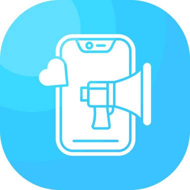 Beyaz arka planda izole edilmiş cep telefonu simgesine sahip mavi hat akıllı telefonu. vektör