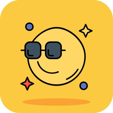 Güneş, yıldız, güneş, yaz soyut düz renk ikonu şablonu