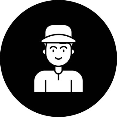 Şapka simgesi olan adam, basit stil