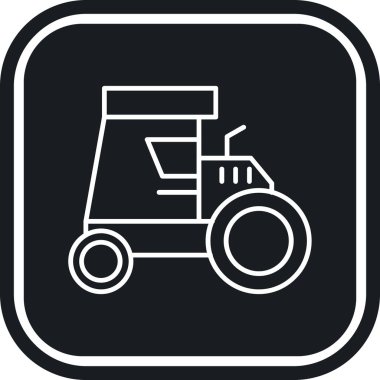 Çekici vektör ikonu. resim biçimi yuvarlak kare çerçeve içindeki düz simge sembolüdür, beyaz ve gri renkler.