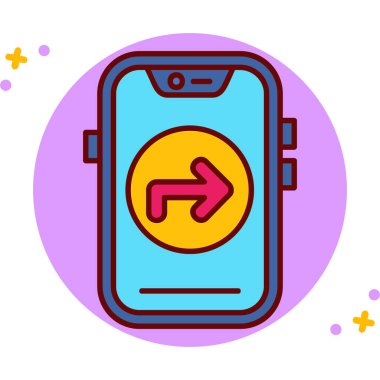 akıllı telefon ve ok simgesi vektörü. İnce çizgi işareti. izole edilmiş sınır sembolü çizimi