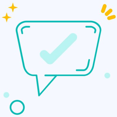 Yumuşak mavi arkaplanda izole edilmiş moda tasarım biçiminde tik işareti simgesi