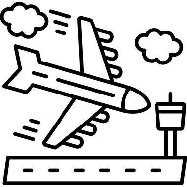 uçak uçuş simgesi ana hat biçiminde