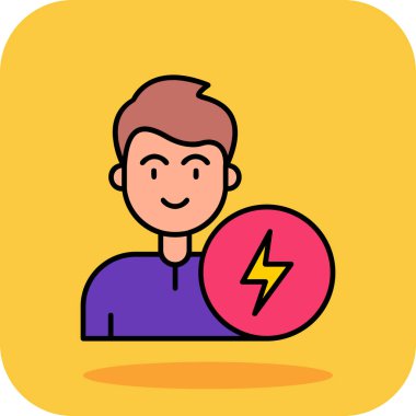 Bir pil simgesi ile erkek avatar