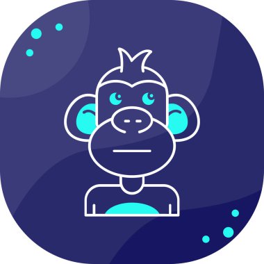 Mavi arkaplanda izole edilmiş ana hatlı maymun simgesi. Hayvan sembolü. Burç sembolü. vektör