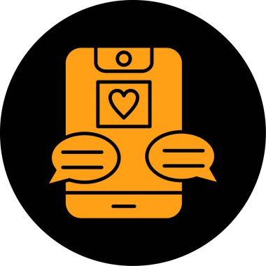 Akıllı telefonlu bir kalbin vektör simgesi