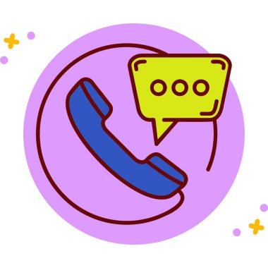 Renkli telefon arama simgesi renk arkaplanında izole edildi. Vektör İllüstrasyonu