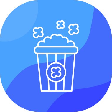 Beyaz arka planda izole edilmiş karton kutu simgesinde patlamış mısır. Patlamış mısır kutusu. vektör