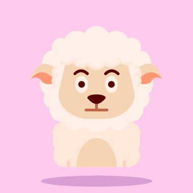 Şirin koyun çizgi filmi. Hayvan yassı ikon. vektör illüstrasyonu