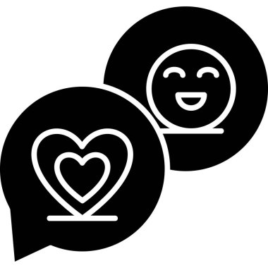 Gülümseyen ve aşk simgesi olan konuşma balonu