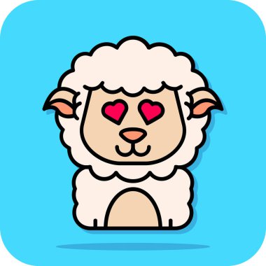 kalp çizgi film ikonu olan koyunlar