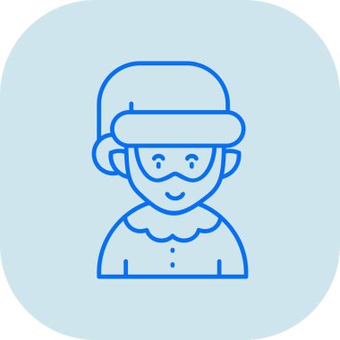 Mavi maske takan bir adamın vektör çizimi