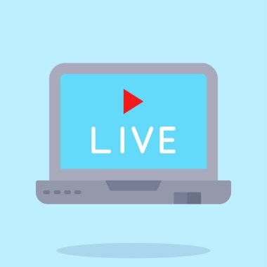 Canlı akış düz vektör simgesi