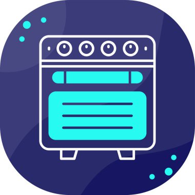 Beyaz arka planda mavi fırın ikonu izole edildi. Gaz ocağı tabelası. vektör illüstrasyonu.