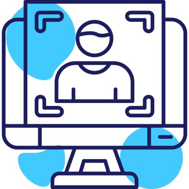 Çevrimiçi konferans. Web simgesi basit illüstrasyon