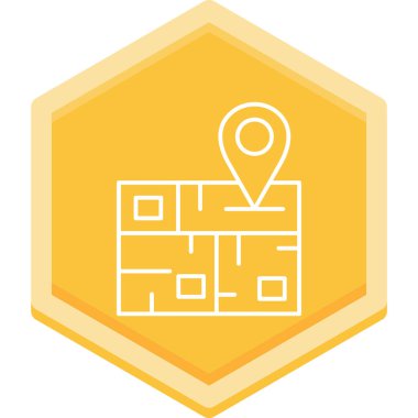 gps konum haritası simgesi doldurulmuş dış hat biçimi