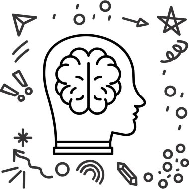 İnsan kafası vektör illüstrasyon tasarımına sahip beyin