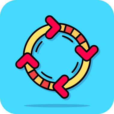 Çizgi film kırmızı ve mavi yuvarlak simgesinin vektör çizimi