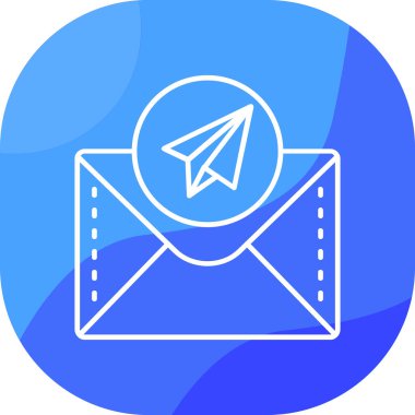 e- posta simgesi ve vektör illüstrasyonu mavi arkaplanda izole edildi