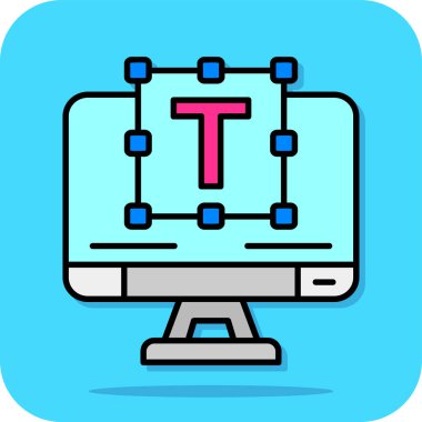 Bir ağ simgesi, vektör illüstrasyonlu bilgisayar monitörü