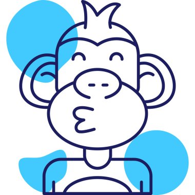 Hayvan maymun hayvan simgesi taslak biçiminde