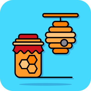 bal kavanozu vektör simgesi. Bal ve bal için bal kavanozunun basit bir çizimi