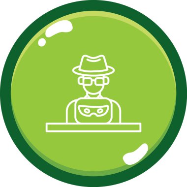 Yeşil şapkalı bir dizüstü bilgisayarın vektör çizimi