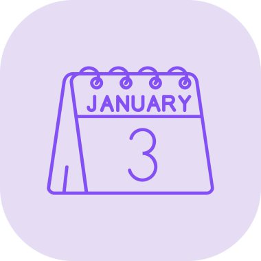 Ocak 'ın 4' ünde tek simge vektör illüstrasyonu Ocak ayında