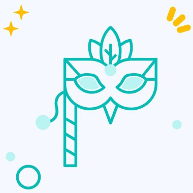 Renkli karnaval maskesi simgesi beyaz arkaplanda izole edildi. Maskeli balo. Renkli rastgele şekiller. vektör illüstrasyonu