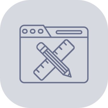 Kalem ve cetvel düz simge, vektör, illüstrasyon