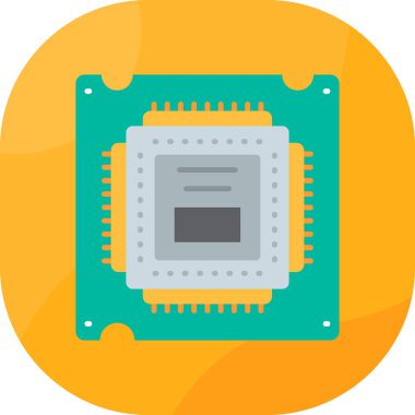 İşlemci simgesi. Düz tasarım