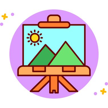 manzara resim simgesi, vektör illüstrasyonu