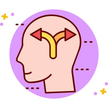 Beyin ikonu başkanı. Beyni olan insan kafası. Beyin sinyalinde beyin. vektör illüstrasyonu