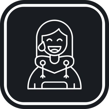 Gülümseyen bir kız ve bir dişi avatarın yüzü.