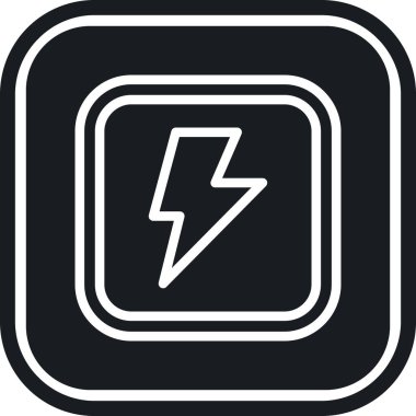 Şimşek vektör simgesi. biçim düz yuvarlak semboldür, gri renk gri arkaplan, siyah arkaplan