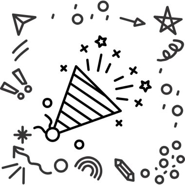 Beyaz arka planda yıldız ikonu olan çizgi sihirli değneği. Yıldız şeklinde bir yıldız. Sihirli güç. Renkli taslak konsepti. vektör