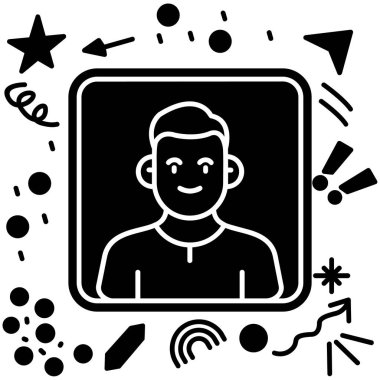 Beyaz arkaplanda konuşma balonu ikonu olan çizgi adamı izole edildi. Renkli taslak konsepti. vektör.