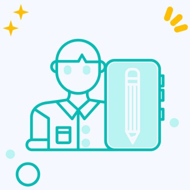 Kalemi olan bir adamın vektör simgesi