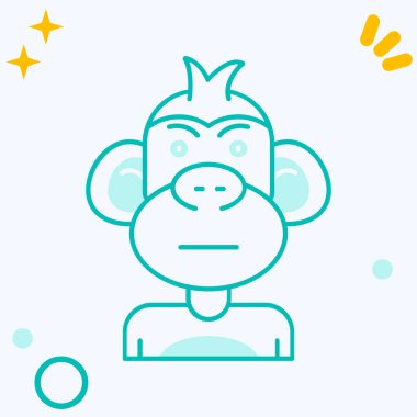 Çizgi Maymun simgesi beyaz arkaplanda izole edildi. Hayvan sembolü. Renkli taslak konsepti. Vektör.