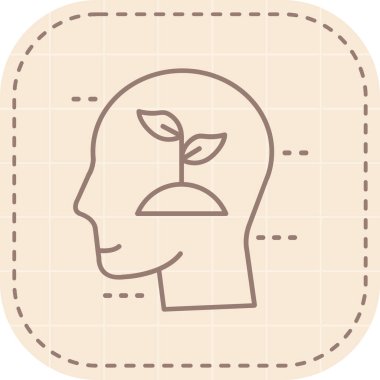 Yaprak simgesi olan insan kafası, vektör illüstrasyonu