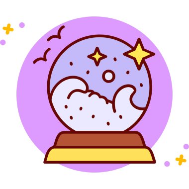 Yıldızlı ay renk simgesi, vektör illüstrasyonu