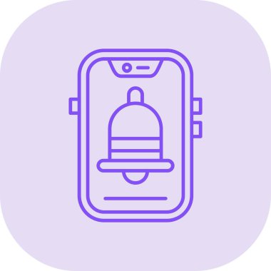 Beyaz arkaplanda alarm simgesi olan satır akıllı telefon. Alarm alarmı. Şeylerin interneti. Renkli taslak konsepti. vektör.