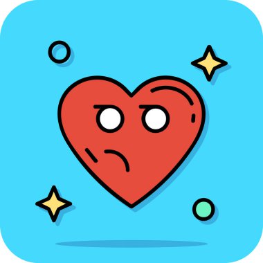 Üzgün kalp ikonu. Web için üzgün kalp vektör simgesinin karikatür çizimi