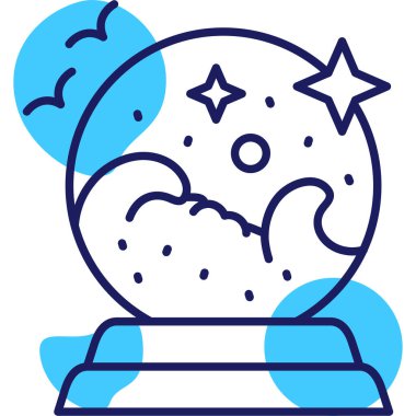 Yıldız çizgisi simgesi olan ay, özet çizimi