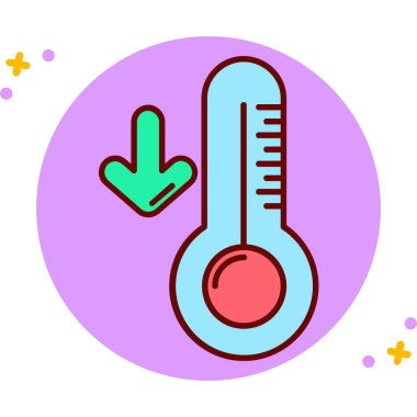 soğuk termometre simgesi mavi arkaplanda izole edilmiş modaya uygun düz stil.