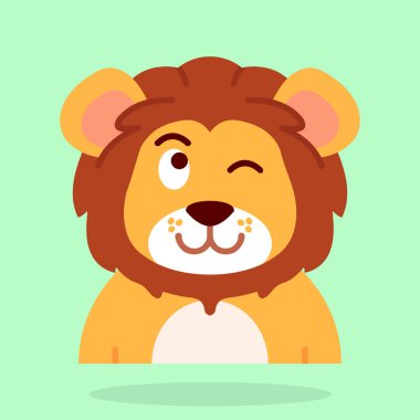 şirin aslan karakter vektör çizimi