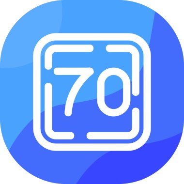 Modayı takip eden düz biçimli yedi numaralı simge mavi arkaplanda izole edildi.