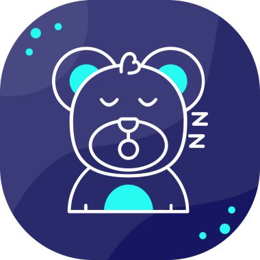 çizgi uyuyan ayı simgesi siyah arkaplanda izole edildi. Renkli taslak konsepti. vektör.