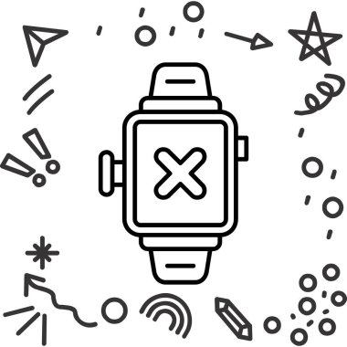 beyaz arkaplanda izole edilmiş saat simgesi ile çizgi akıllı twatch. Renkli taslak konsepti. vektör.